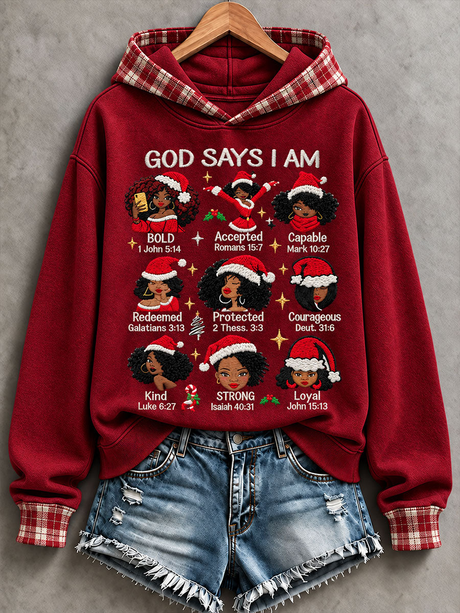 Women's 'God Says I Am...' Black Girl Christmas Faith Printed Casual Sweatshirt