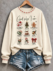 Women's 'God Says I Am...' Christmas Faith Printed Casual Sweatshirt