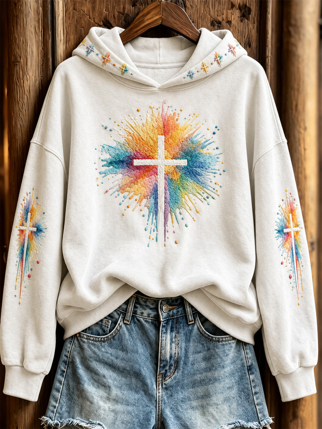 Women's Faith-Themed Pattern Design Casual Hoodie
