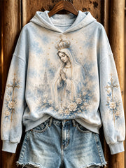 Women's Faith-Themed Pattern Design Casual Hoodie