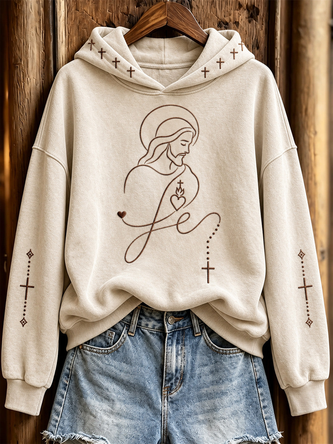 Women's Faith-Themed Pattern Design Casual Hoodie