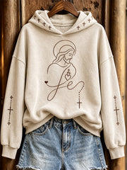 Women's Faith-Themed Pattern Design Casual Hoodie