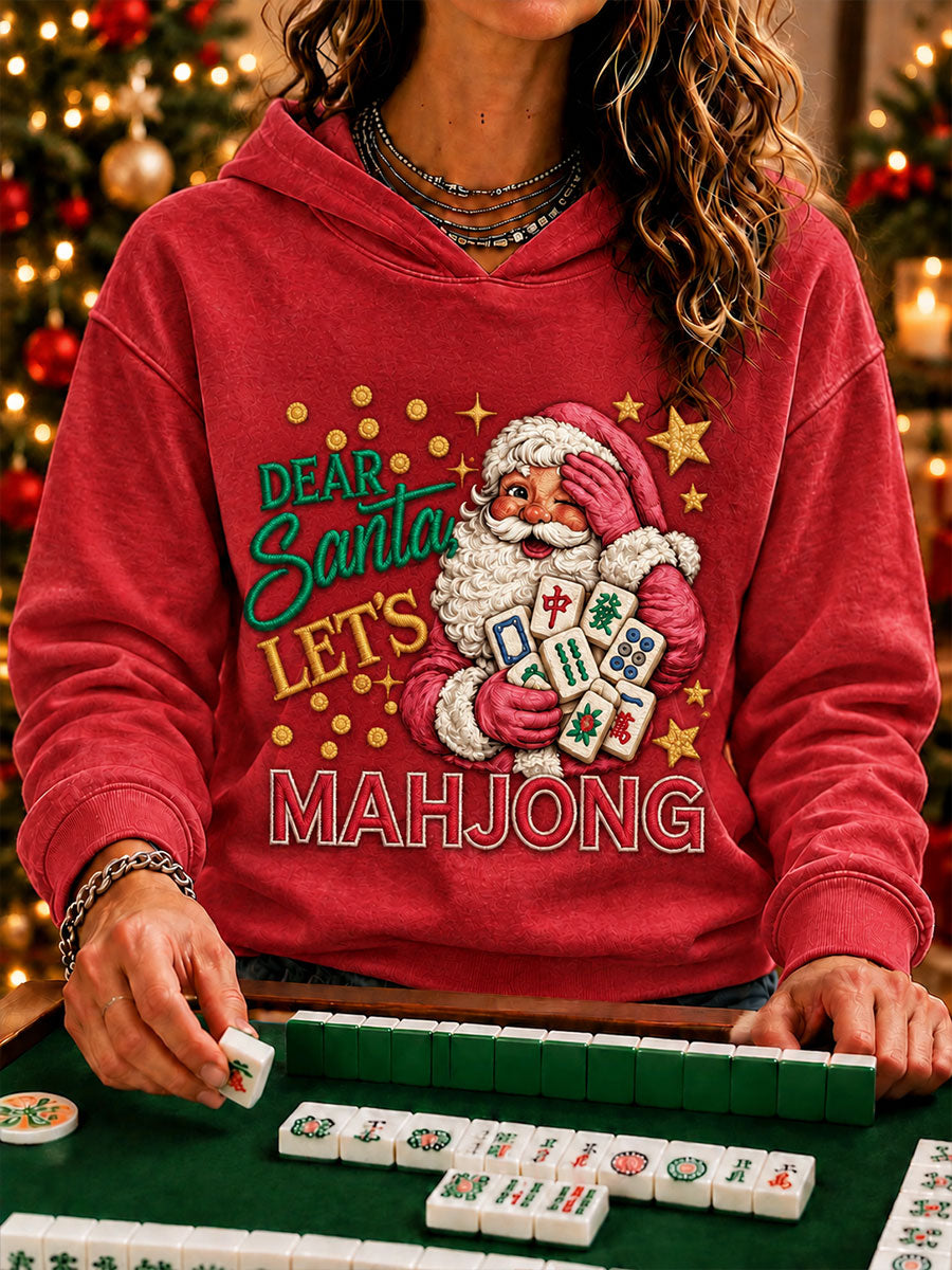 Women's Christmas Mahjong Print Casual Hoodie