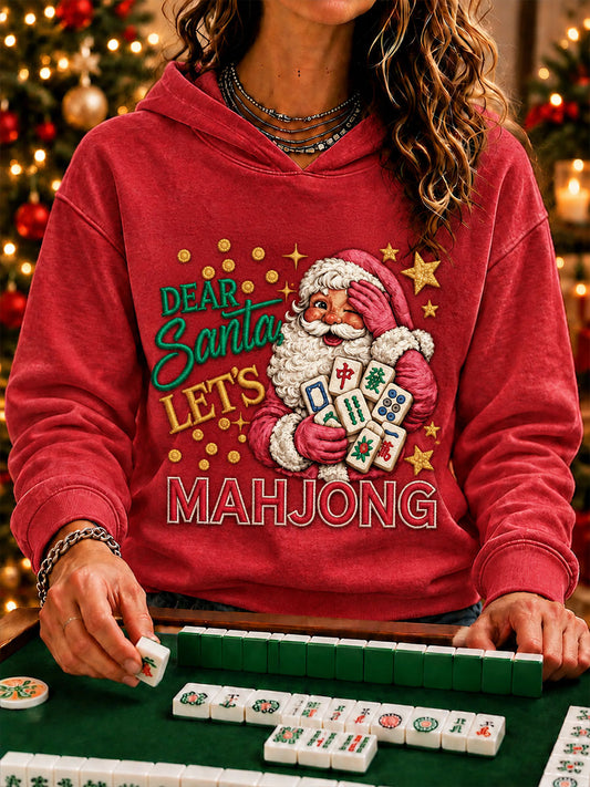 Women's Christmas Mahjong Print Casual Hoodie