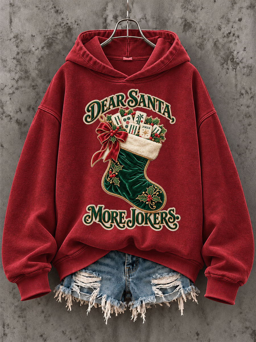 Women's 'Dear Santa,More Joker' Christmas Mahjong Print Casual Sweatshirt