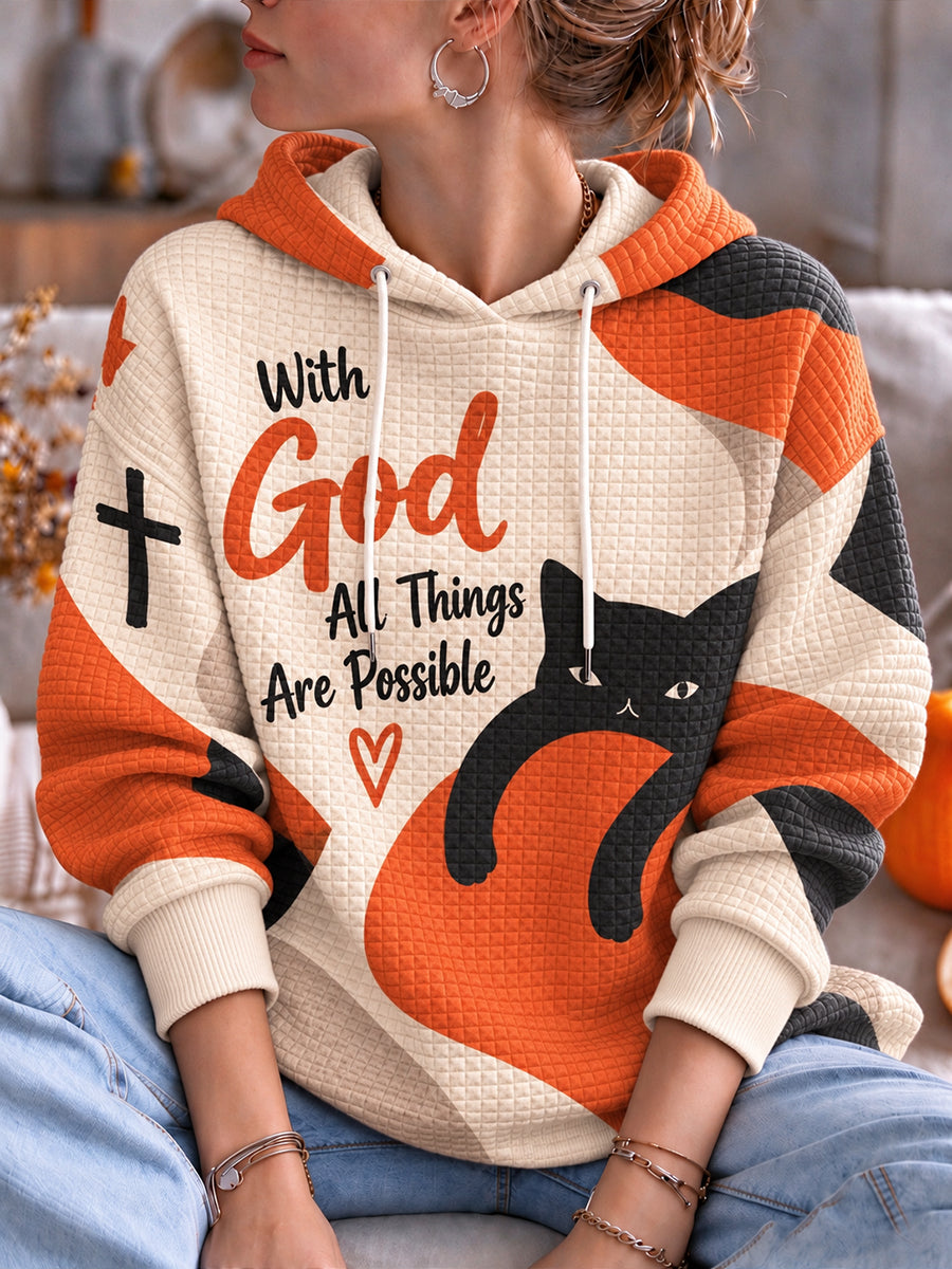 Women's Cute Animal Faith Print Hooded sweatshirt