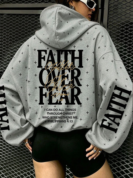Women's Faith Over Fear Print Hoodies