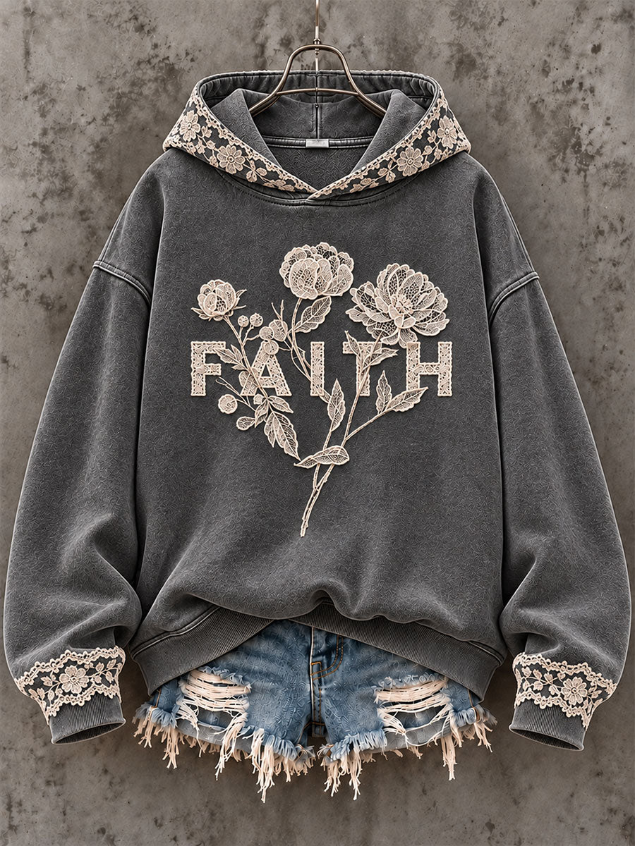Women's "Faith" Floral Print Casual Sweatshirt