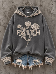Women's "Faith" Floral Print Casual Sweatshirt