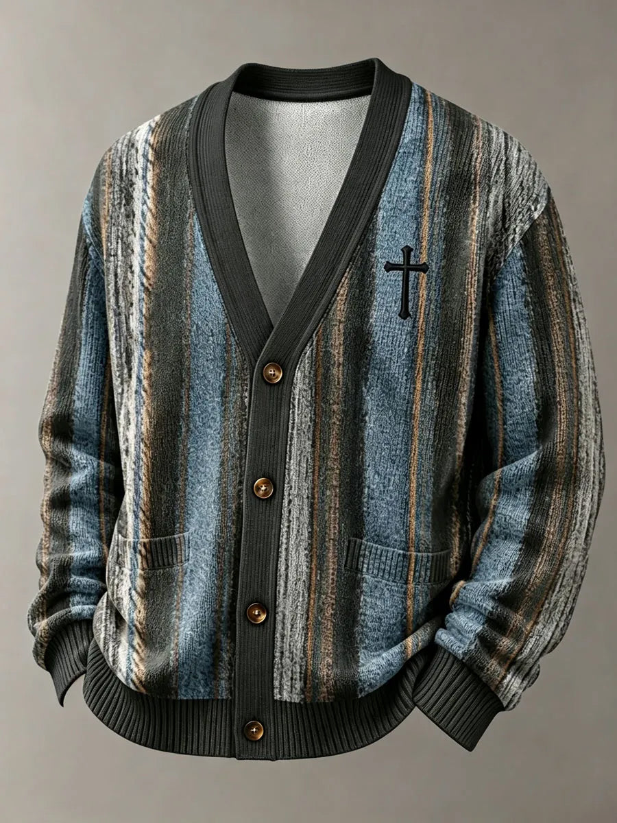 Men's Faith Print Casual Cardigan