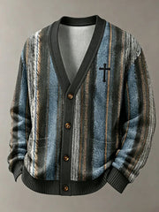 Men's Faith Print Casual Cardigan