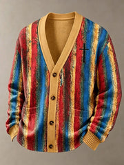 Men's Faith Print Casual Cardigan