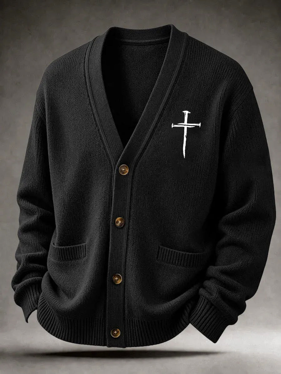 Men's Faith Print Casual Cardigan