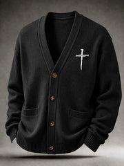 Men's Faith Print Casual Cardigan