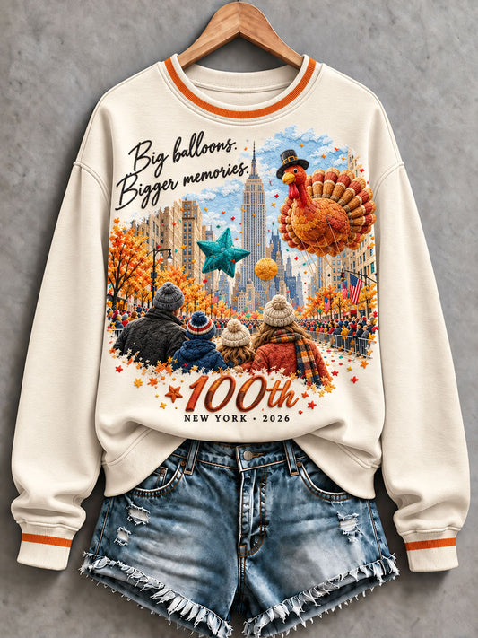 Women's Thanksgiving Parade Print Casual Sweatshirt