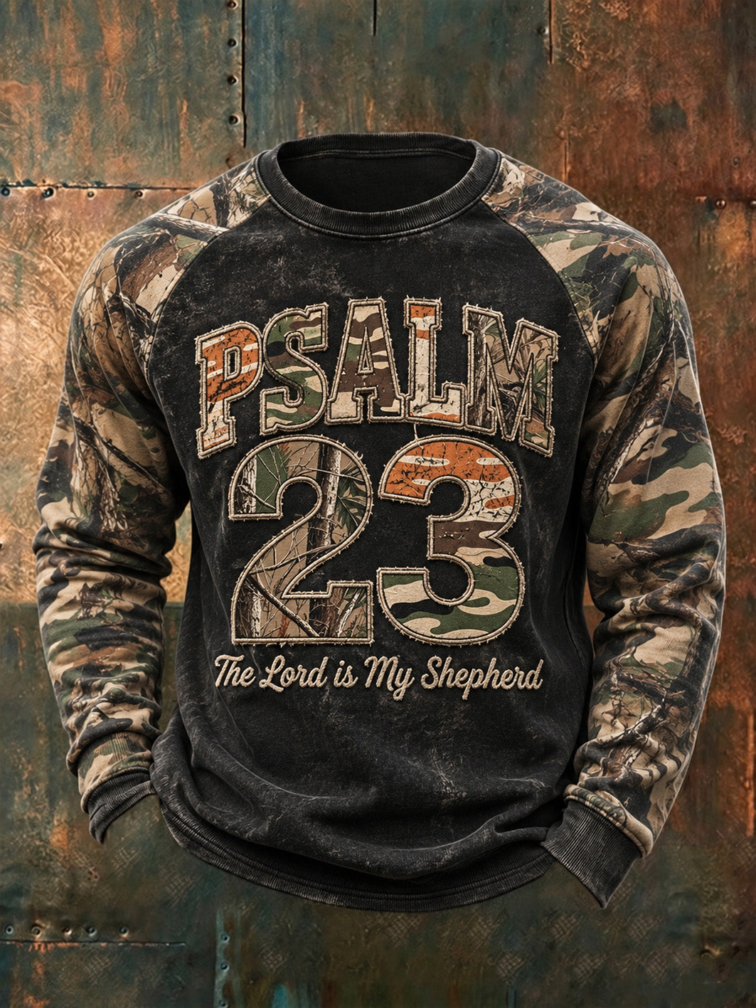 Men's Faith-Inspired Pattern Camouflage Element Design Casual Sweatshirt