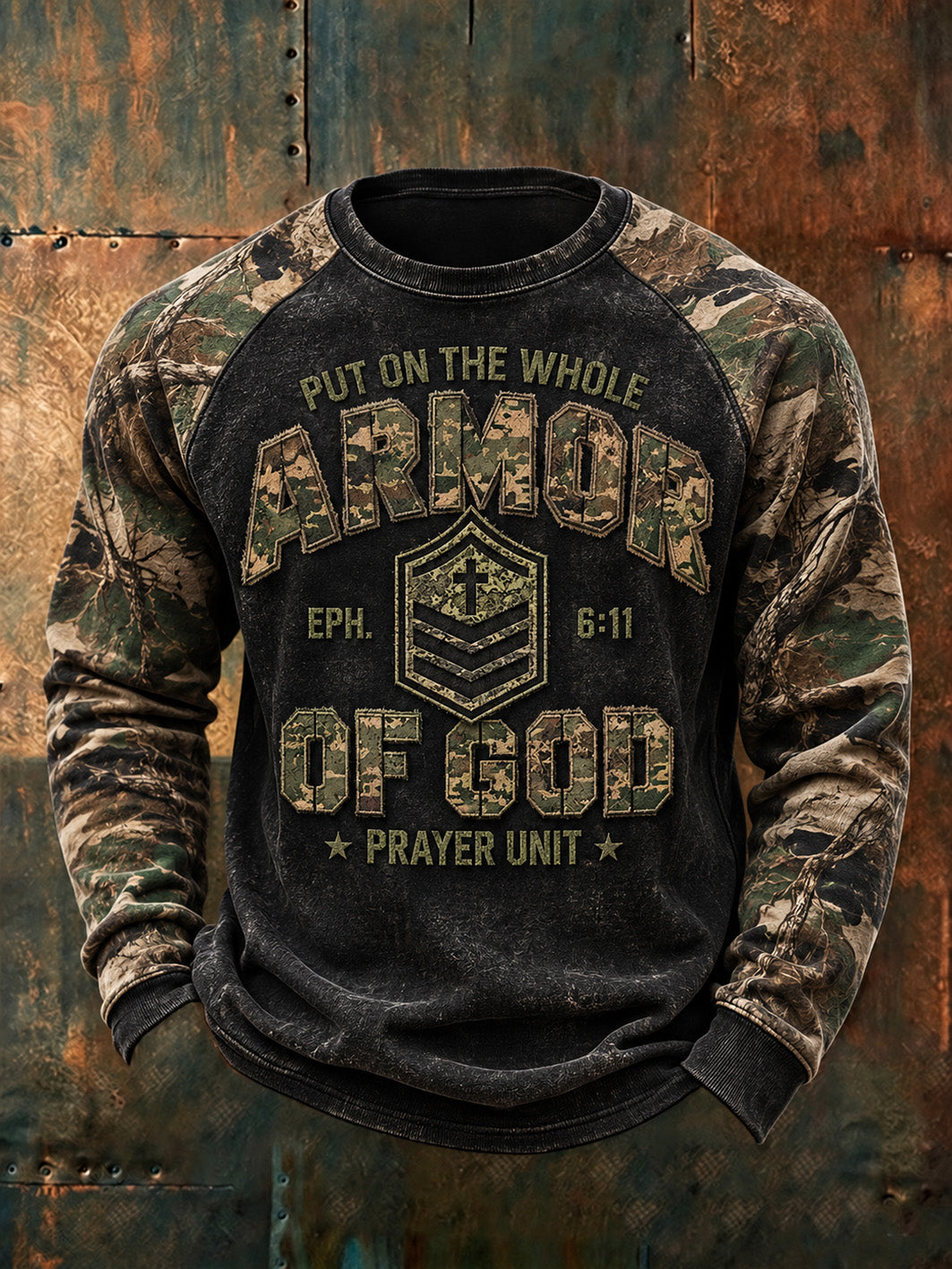 Men's Faith-Inspired Pattern Camouflage Element Design Casual Sweatshirt