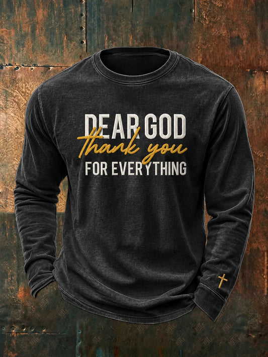 Men's Faith-Themed Slogan Pattern Casual Crew Neck Sweatshirt