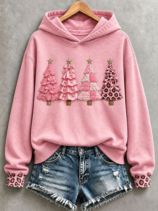 Women's Pink Christmas Tree Hoodie