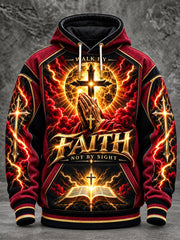 Men's Christian Faith Cross Graphic Print Casual Hoodie with Pockets
