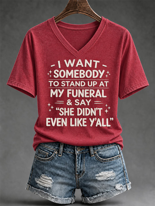 Women's Sassy & Sarcastic Funny Graphic Print V-Neck Tee