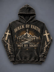 Men's Walk By Faith Not By Sight Print Oversized Drop-Shoulder Hoodie