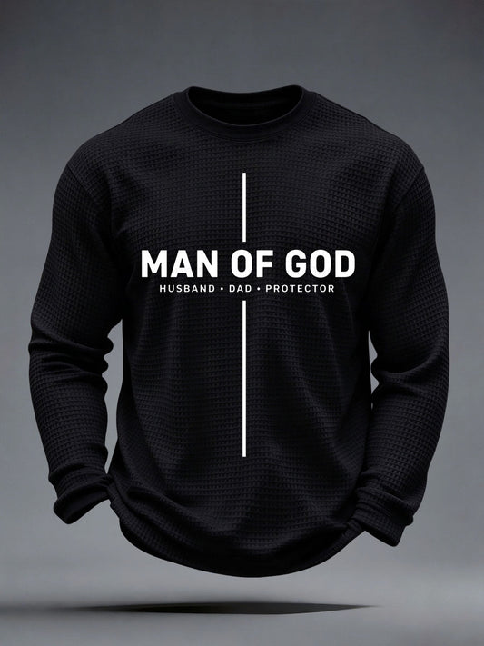 Men's Man Of God Husband  Dad  Protector  Waffle Top
