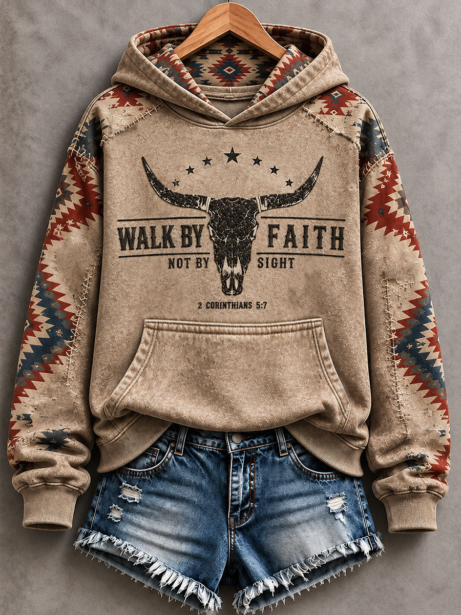 Women's Walk By Faith Not By Sight Print Hoodies