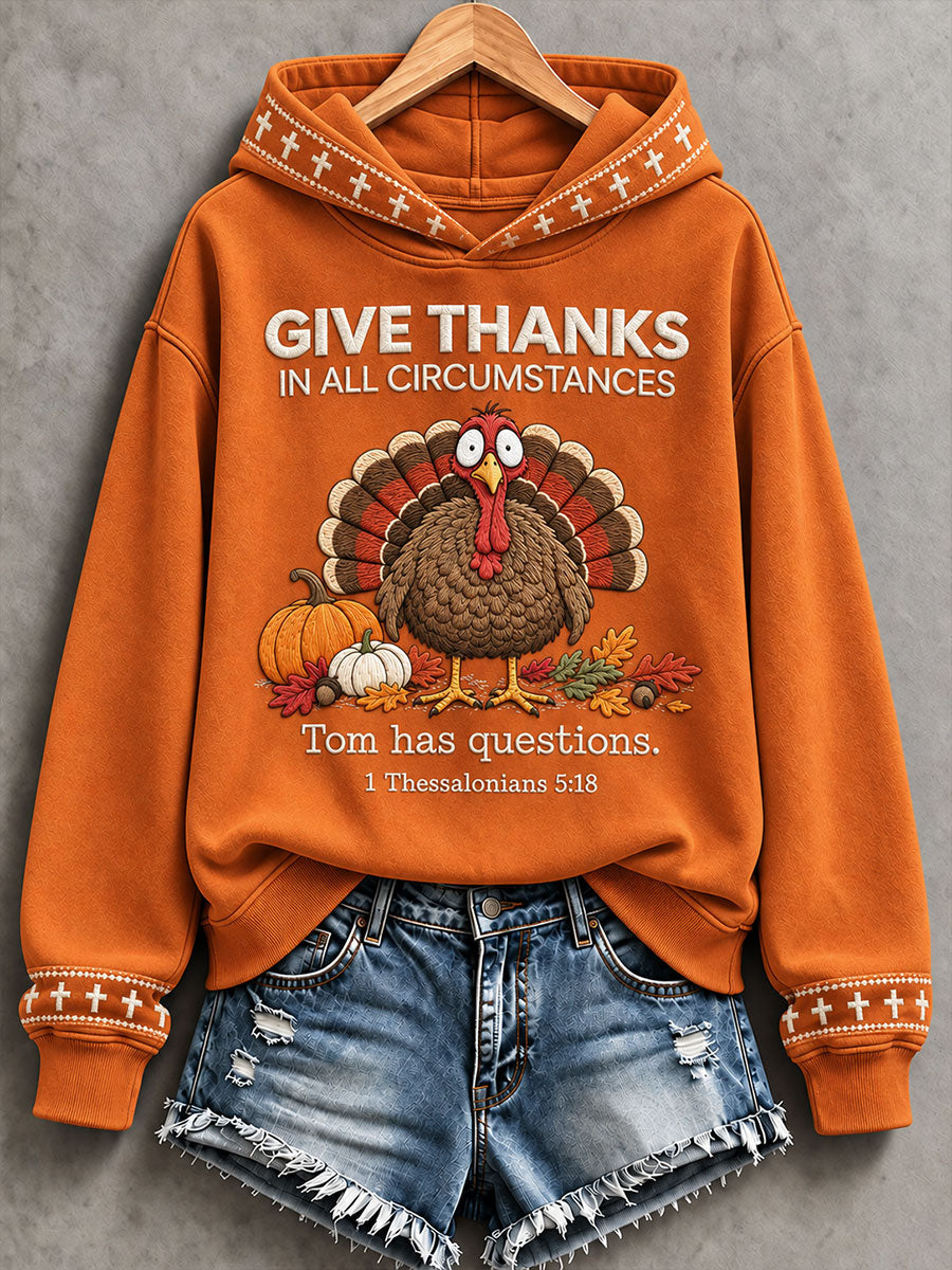 Women's 'Give Thanks In All Circumstances' Thanksgiving Day Faith Print Casual Sweatshirt