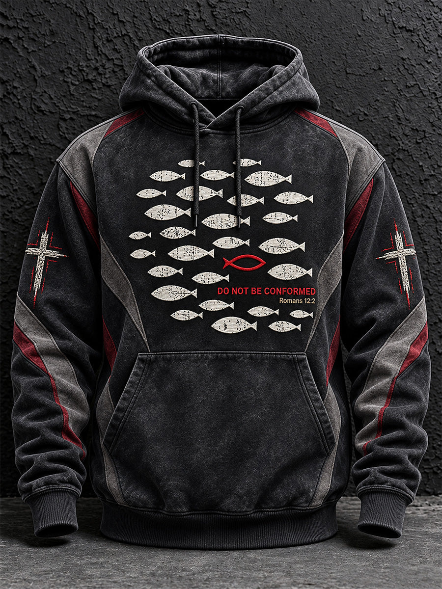 Men's Vintage Do Not Be Conformed Cross Print Hoodie