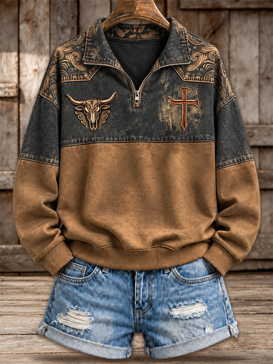 Women's Western Christian Cross Print Hoodie