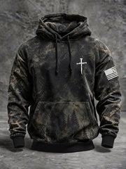 Men's Cross Print Casual Hoodie